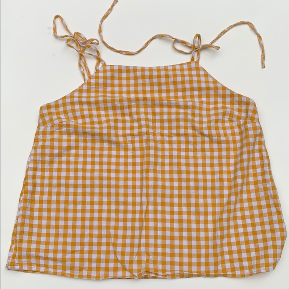 SOLD Yellow gingham tie tank